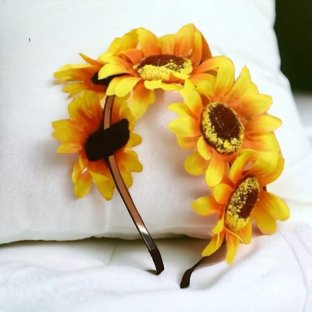 Sunflower Headband - Boho Chic Headpiece 🌻 Floral Accessories, Flower Child